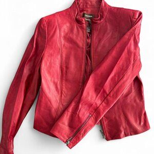 DANIER 100% professional leather red leather jacket with zipper sleeve d